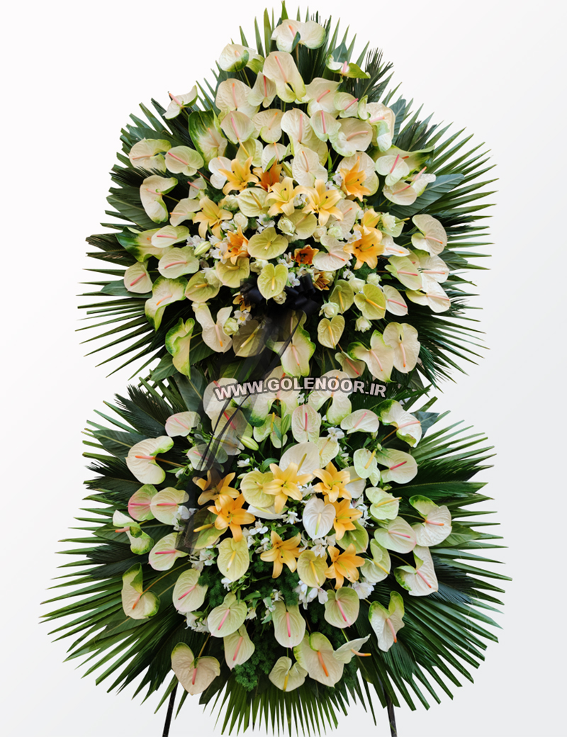 11 تاج گل ترحیم دو طبقه لاکچری لیلیوم و آنتوریوم