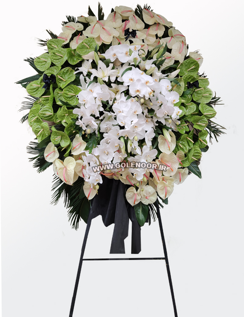 تاج گل ترحیم آنتوریوم و ارکیده تاج گل ترحیم آنتوریوم و ارکیده