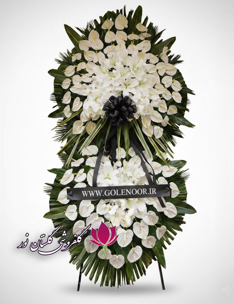 تاج گل دوطبقه سفید ارکیده تاج گل ترحیم