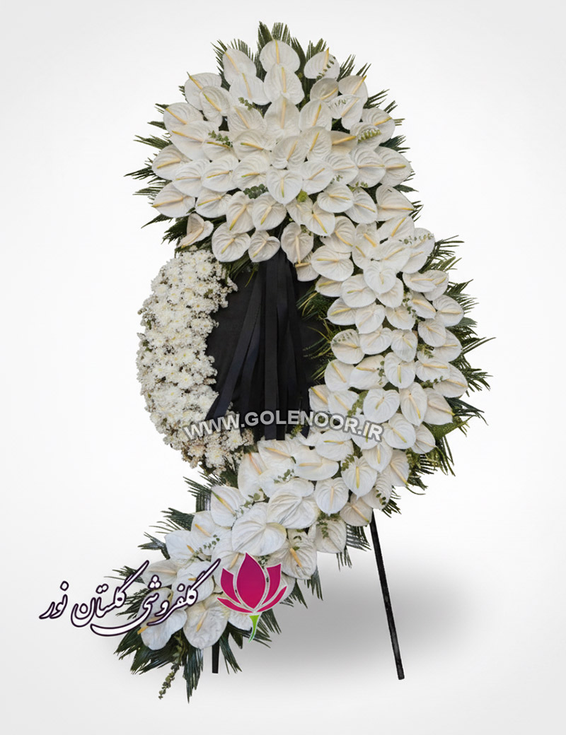 تاج گل سفید آنتوریوم ترحیم لاکچری