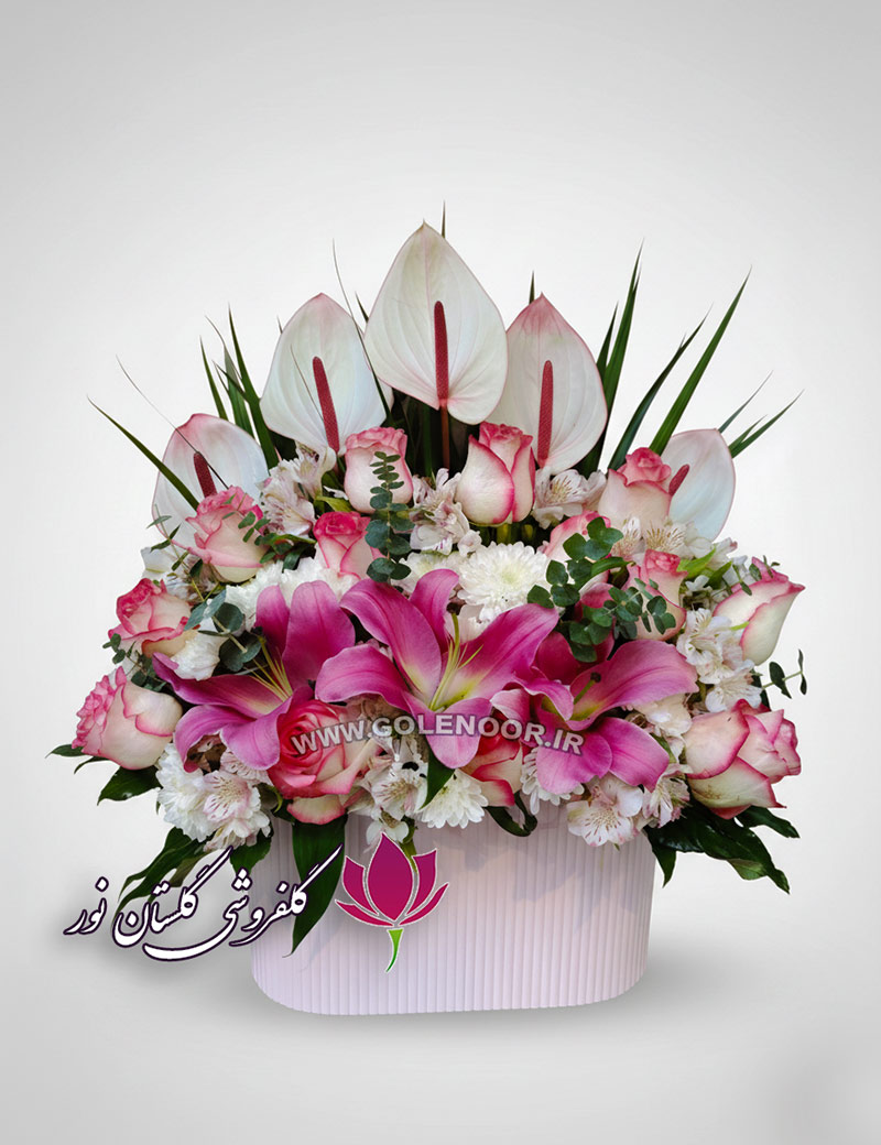 باکس گل میدیوم لیلیوم باکس گل زیبا