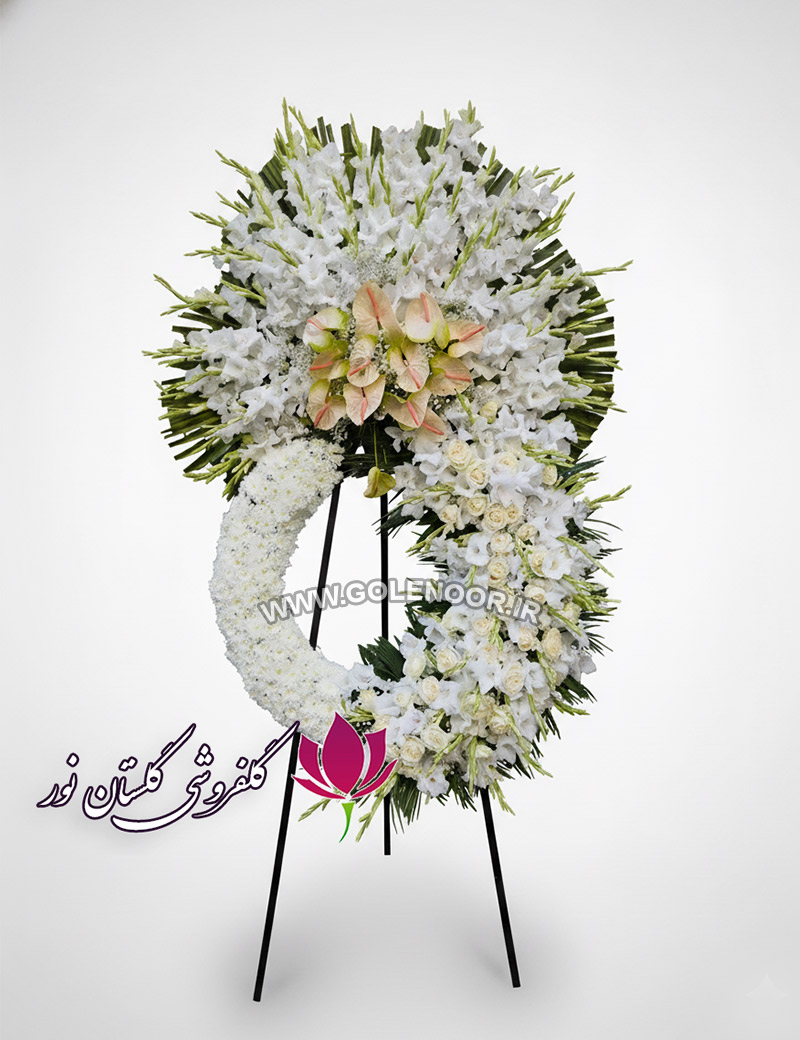 تاج گل درباری جدید با رز تاج گل درباری جدید (رز و گلایل سفید)