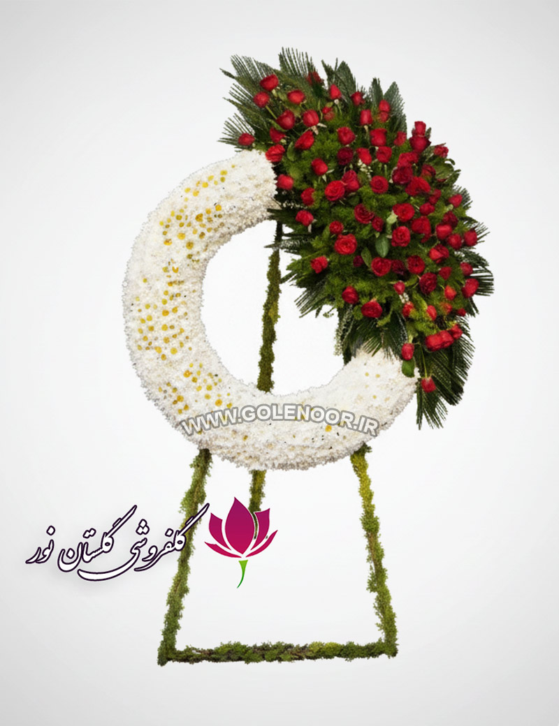 تاج گل رز و داودی زرد دو